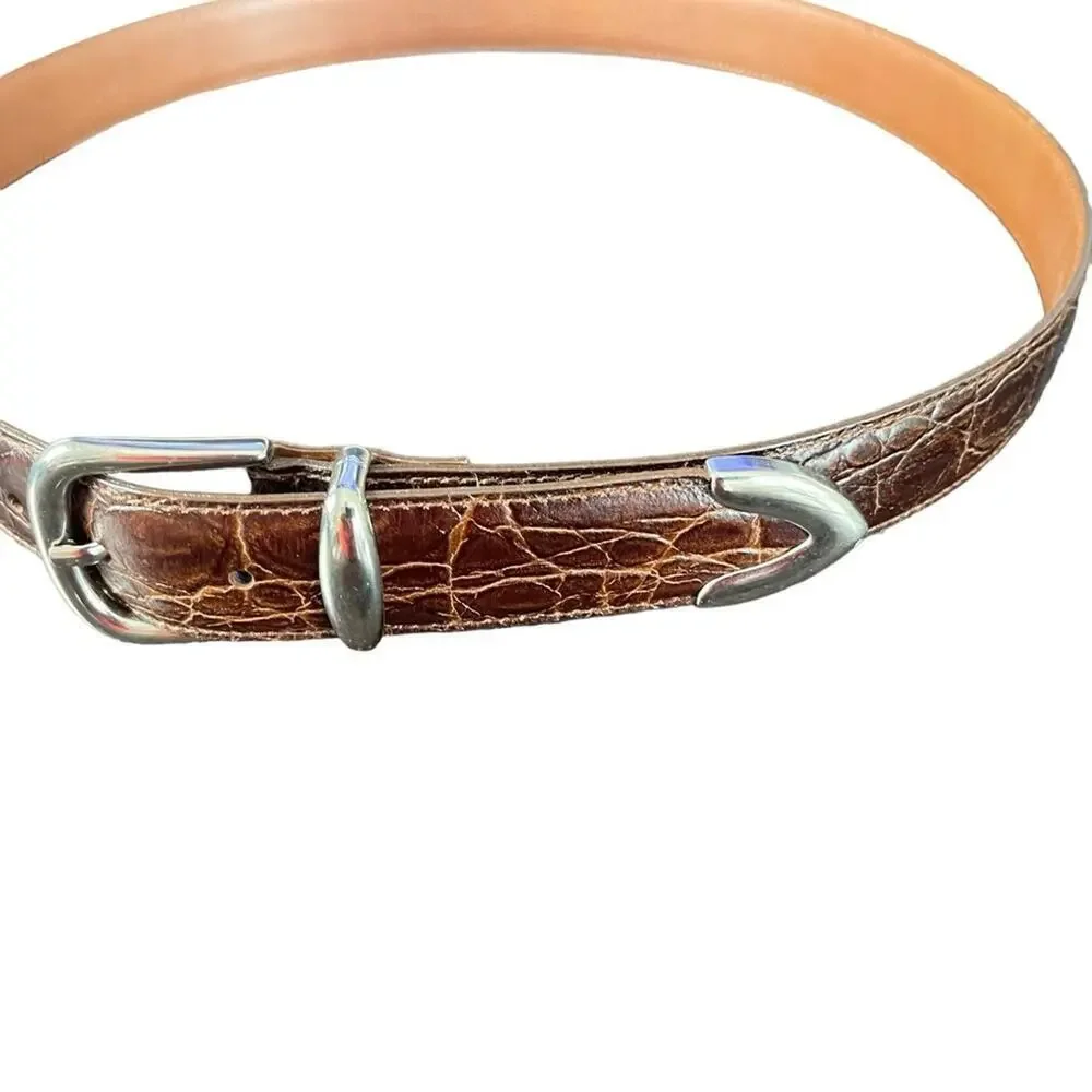 Italian Snake Embossed Split Leather Belt, Career, Office, Travel, Size 36